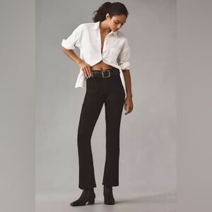 MOTHER Patch Pocket Insider Ankle Mid-Rise Crop Flare Jeans 30 10 black pitch